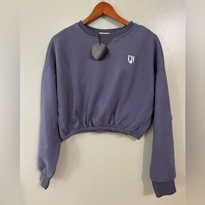 CHYRII Women's Gray Cropped Sweatshirt Gray Size L NWT